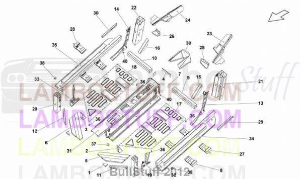 2014 Lamborghini GALLARDO LP 570-4 SPYDER PERFORMANTE EUROPE CENTER FRAME ELEMENTS (701.05.00)